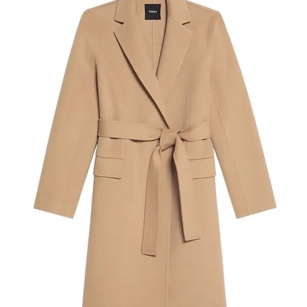 Theory NWT A classic wrap coat detailed with angled flap pockets